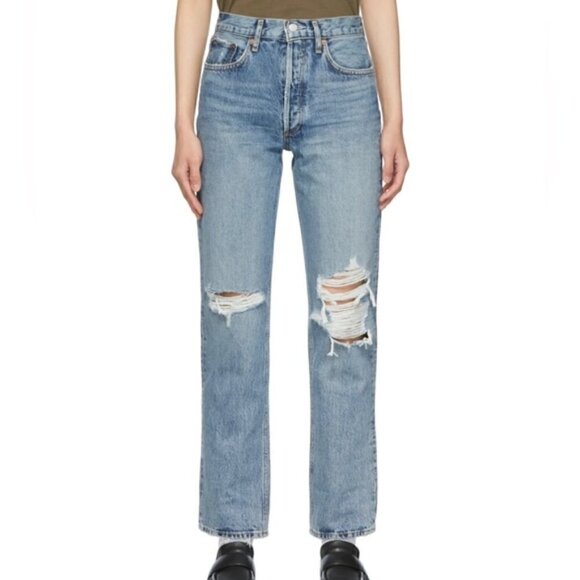 Agolde Lana Straight Distressed Jeans - 23" - Picture 1 of 11